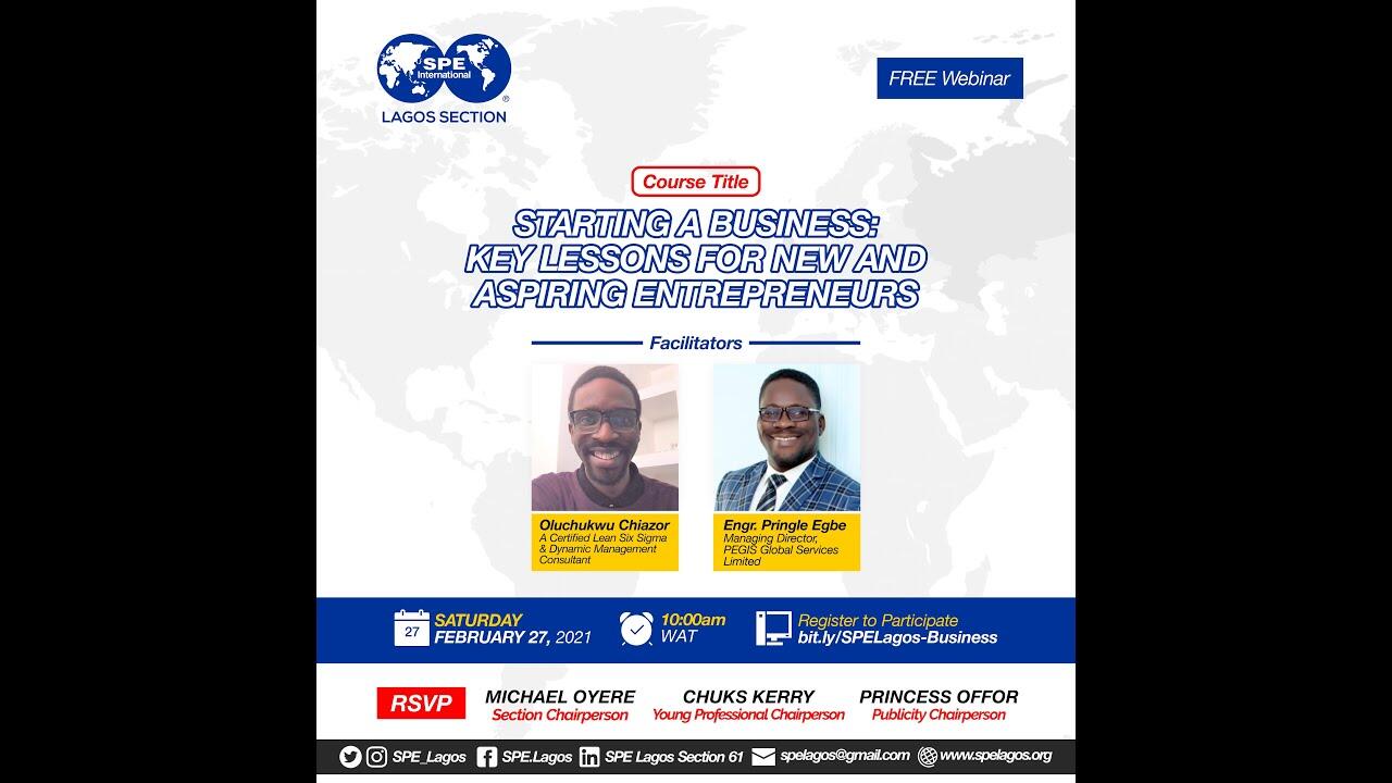 SPE Lagos Online Training on Starting a Business Key Lessons for New and Aspiring Entrepreneurs 1 maxresdefault 60 compress