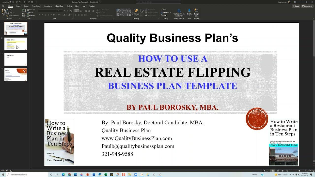 How to use a REAL ESTATE FLIPPING COMPANY Business Plan Template by Paul Borosky, MBA. 1 1643163716 maxresdefault compress