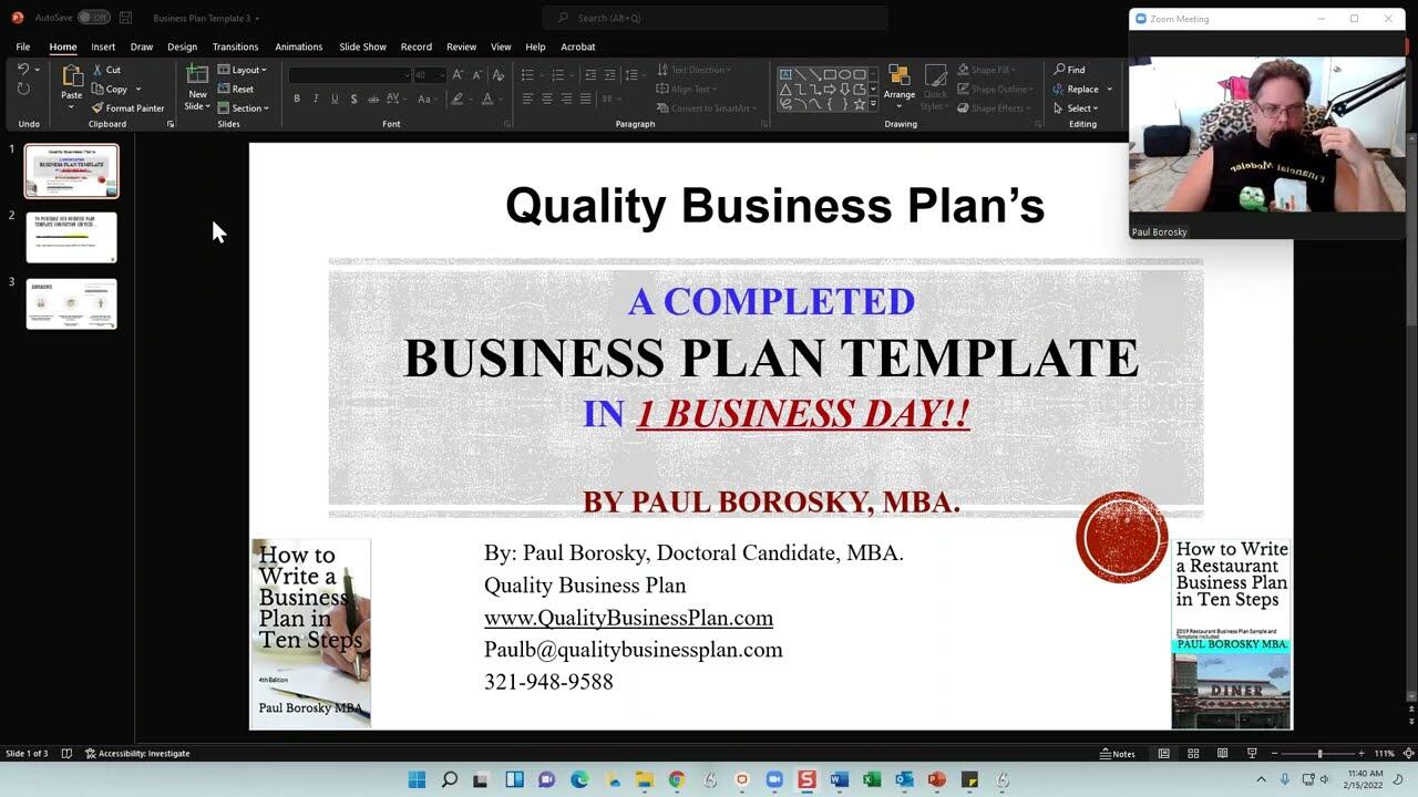 A Completed Business Plan Template by Paul Borosky, MBA. 1 1655629322 maxresdefault compress