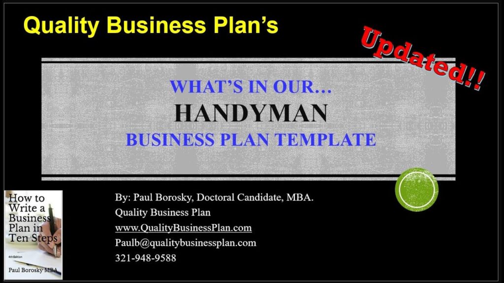 What’s in our HANDYMAN Business Plan Template by Paul Borosky, MBA.