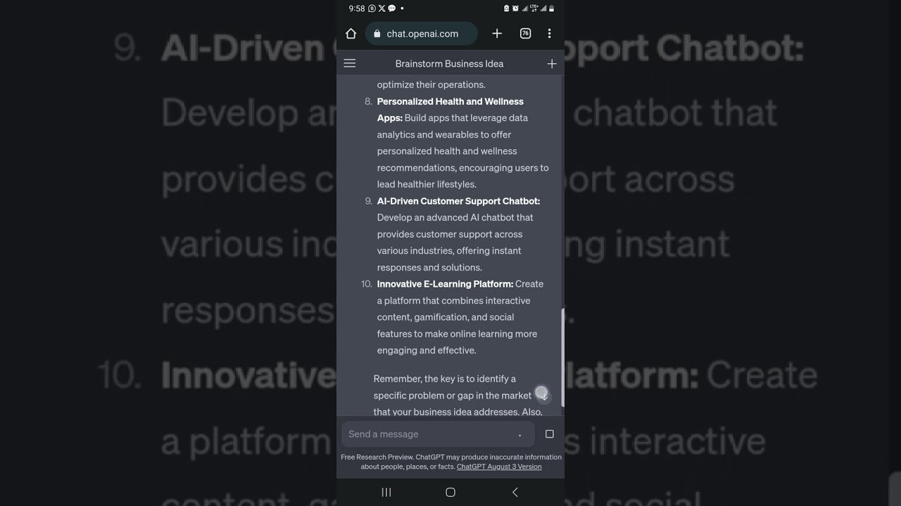 Idea Stage Brainstorm using Chatgpt. Part 1