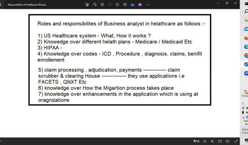 Healthcare Business Analyst Online Training in Hyderabad | Bangalore| Demo  Video