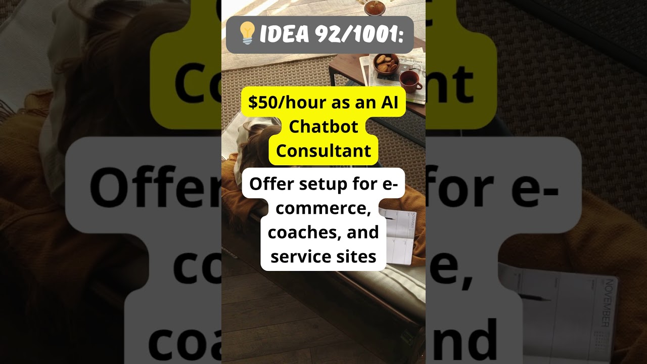 💡Idea 92/1001: 🤖 Make $50/hour building AI chatbots 1 💡Idea 92/1001: 🤖 Make $50/hour building AI chatbots