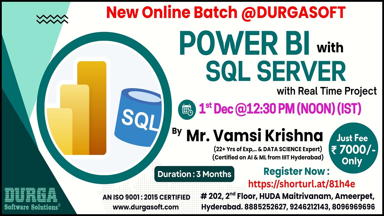 POWER BI with SQL SERVER Online Training @ DURGASOFT
