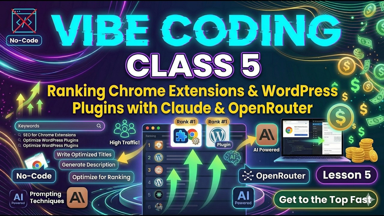 Vibe Coding Course Class 5 | Ranking Chrome Extensions & WordPress Plugins using Claude & OpenRouter