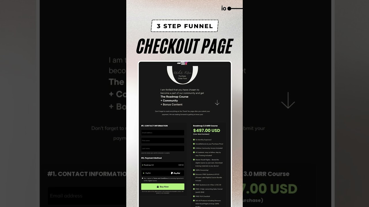Roadmap 3.0 Systeme.Io Sales Funnel | Roadmap To Riches 3.0 Course DFY Sales Funnel System