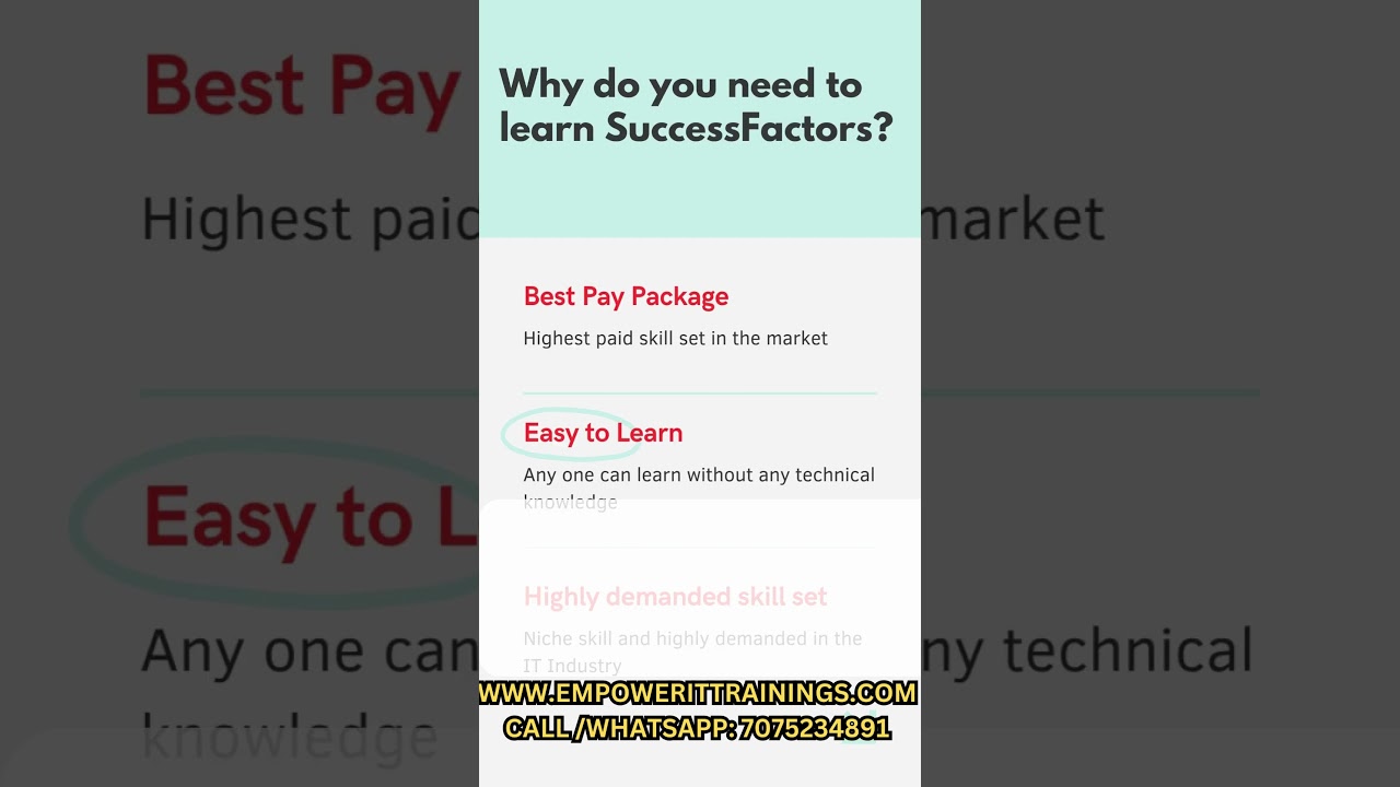 Best SAP Successfactors Online Training With Empower IT Trainings - 7075234891