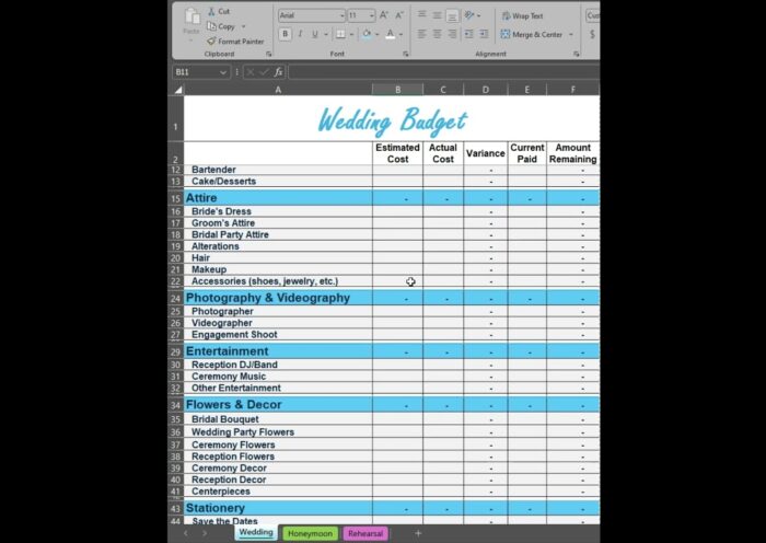 💍 Quick Wedding Budget Guide | 14-Second Excel Walkthrough | Template for Sale💒