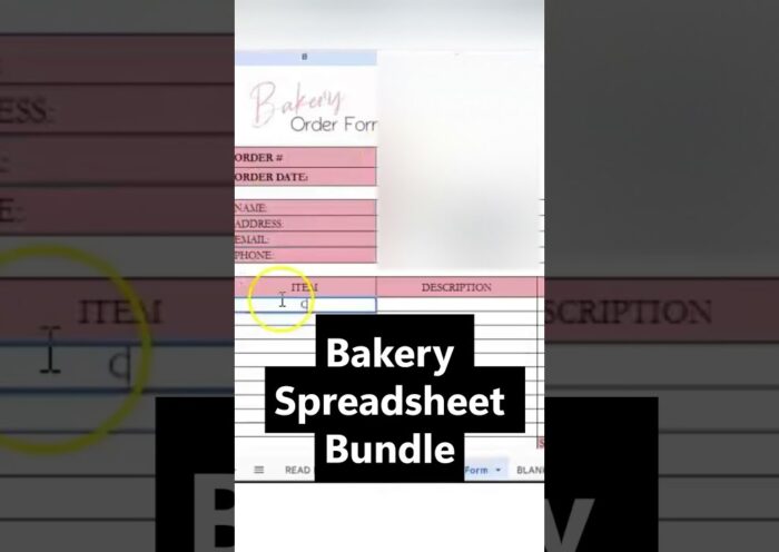 Bakery Business Template Bundle, Cupcake Business Plan, Google Sheets Excel Spreadsheet Order Form