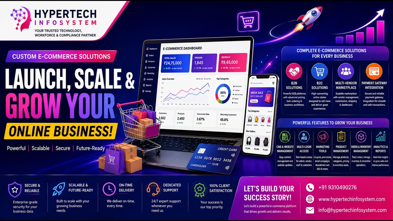 Launch, Scale & Grow Your Online Business | Custom E-Commerce Solutions | HyperTech InfoSystem 1 Launch, Scale & Grow Your Online Business | Custom E-Commerce Solutions | HyperTech InfoSystem