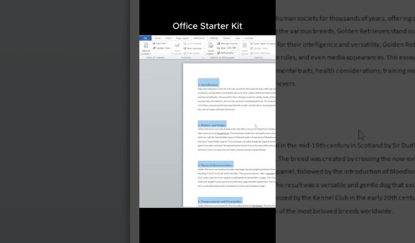 Create Automatic Table of Content in Word  #excel#tutorial #word #table #officestarterkit