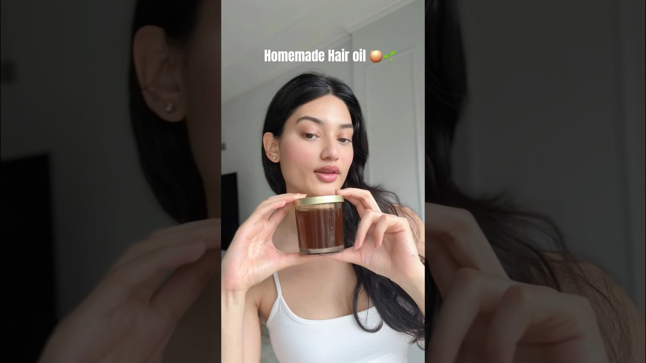 DIY hair oil to grow your hair thicker & make it shiny ✨#haircare #hairoil #hairgrowth #hair